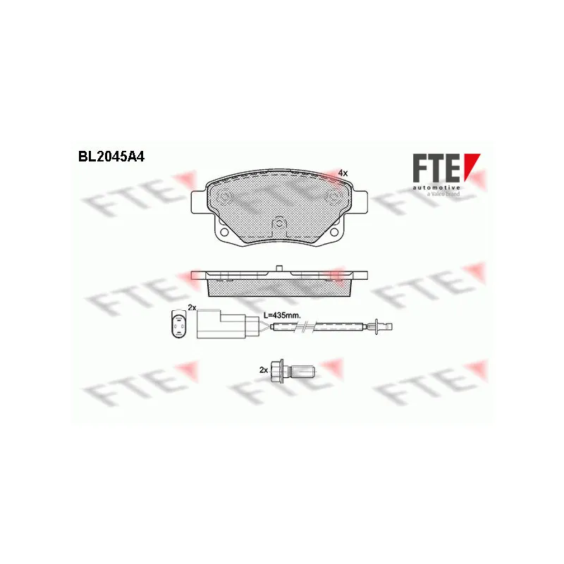 Jeu de 4 plaquettes de frein arrière FTE BL2045A4