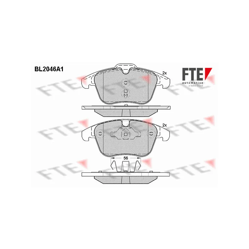 Jeu de 4 plaquettes de frein avant FTE BL2046A1