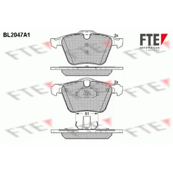 Jeu de 4 plaquettes de frein avant FTE BL2047A1