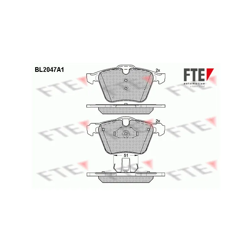 Jeu de 4 plaquettes de frein avant FTE BL2047A1