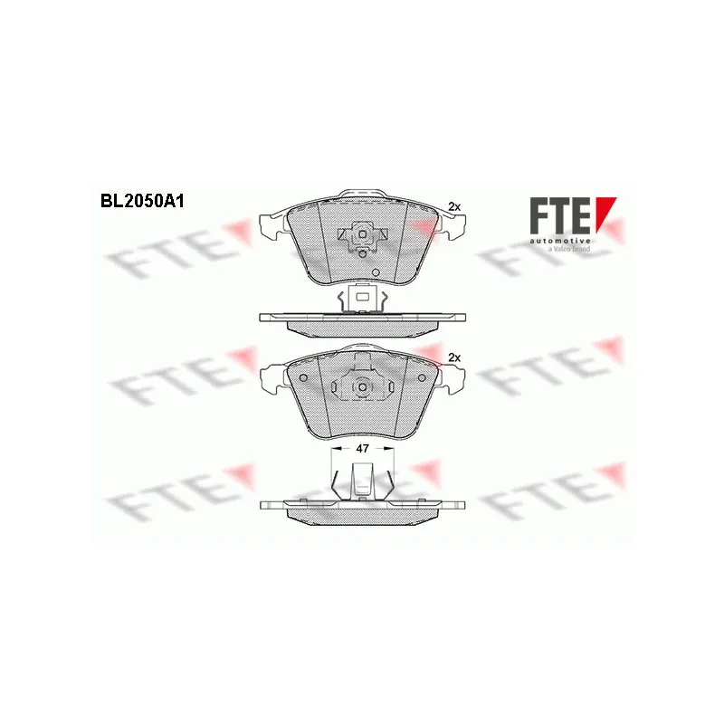 Jeu de 4 plaquettes de frein avant FTE BL2050A1