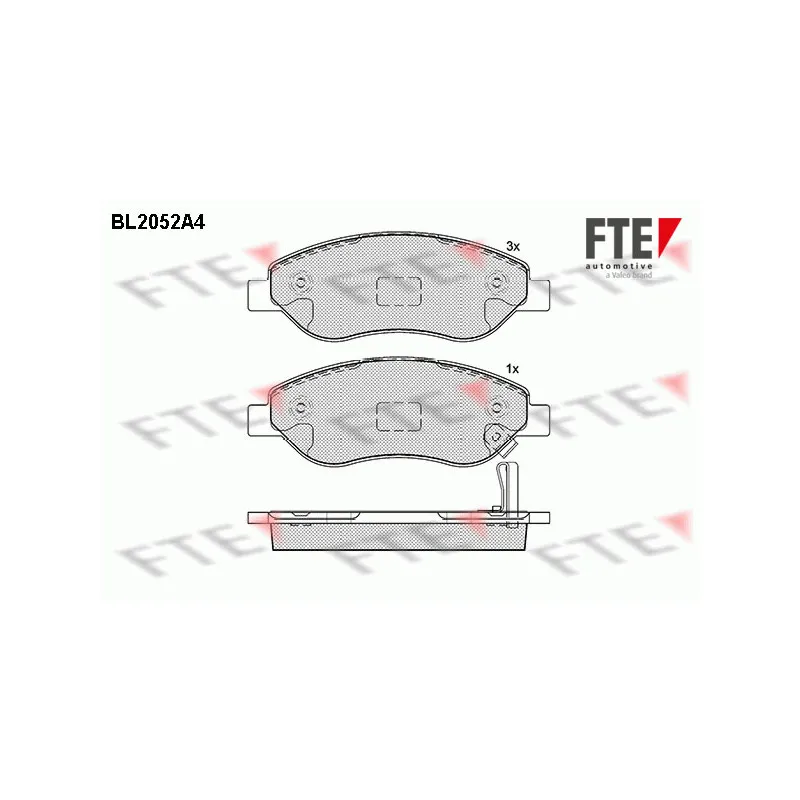 Jeu de 4 plaquettes de frein avant FTE BL2052A4