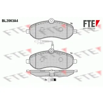 Jeu de 4 plaquettes de frein avant FTE BL2063A4