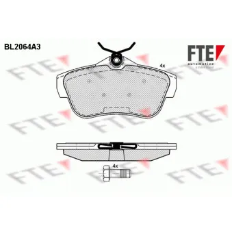 Jeu de 4 plaquettes de frein arrière FTE BL2064A3