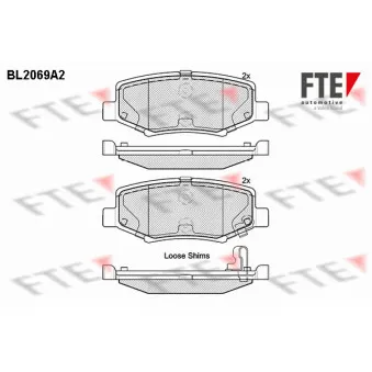 Jeu de 4 plaquettes de frein arrière FTE BL2069A2