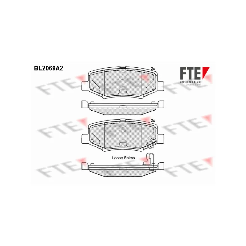 Jeu de 4 plaquettes de frein arrière FTE BL2069A2