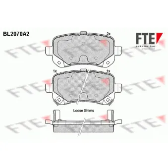 Jeu de 4 plaquettes de frein arrière FTE BL2070A2