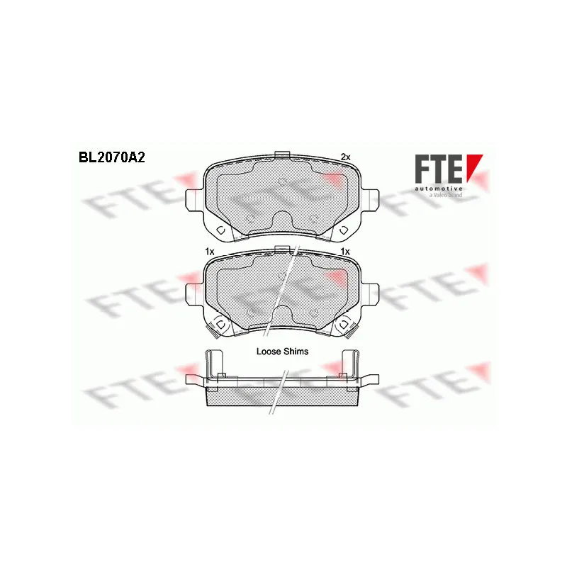 Jeu de 4 plaquettes de frein arrière FTE BL2070A2