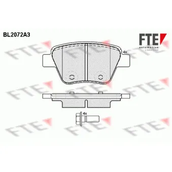 Jeu de 4 plaquettes de frein arrière FTE BL2072A3