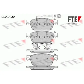Jeu de 4 plaquettes de frein avant FTE BL2073A2