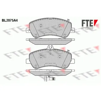 Jeu de 4 plaquettes de frein avant FTE BL2075A4