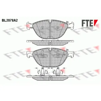 Jeu de 4 plaquettes de frein avant FTE BL2078A2
