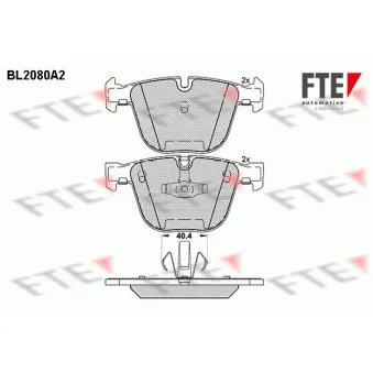 Jeu de 4 plaquettes de frein arrière FTE BL2080A2