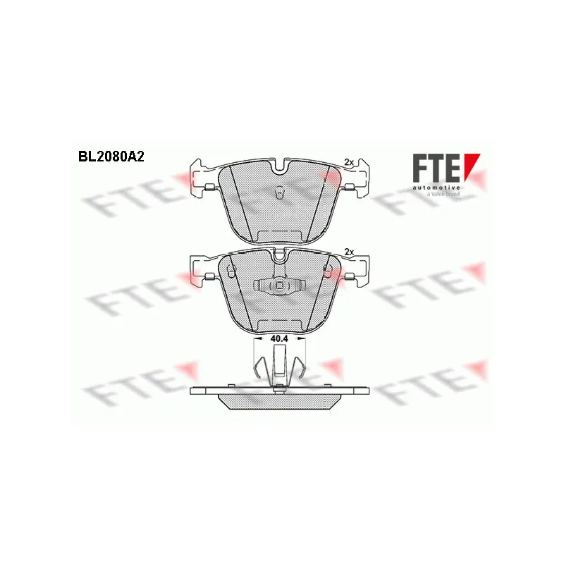 Jeu de 4 plaquettes de frein arrière FTE BL2080A2