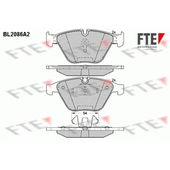 Jeu de 4 plaquettes de frein avant FTE BL2086A2