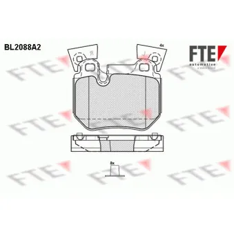 Jeu de 4 plaquettes de frein arrière FTE BL2088A2