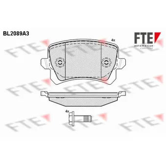 Jeu de 4 plaquettes de frein arrière FTE BL2089A3