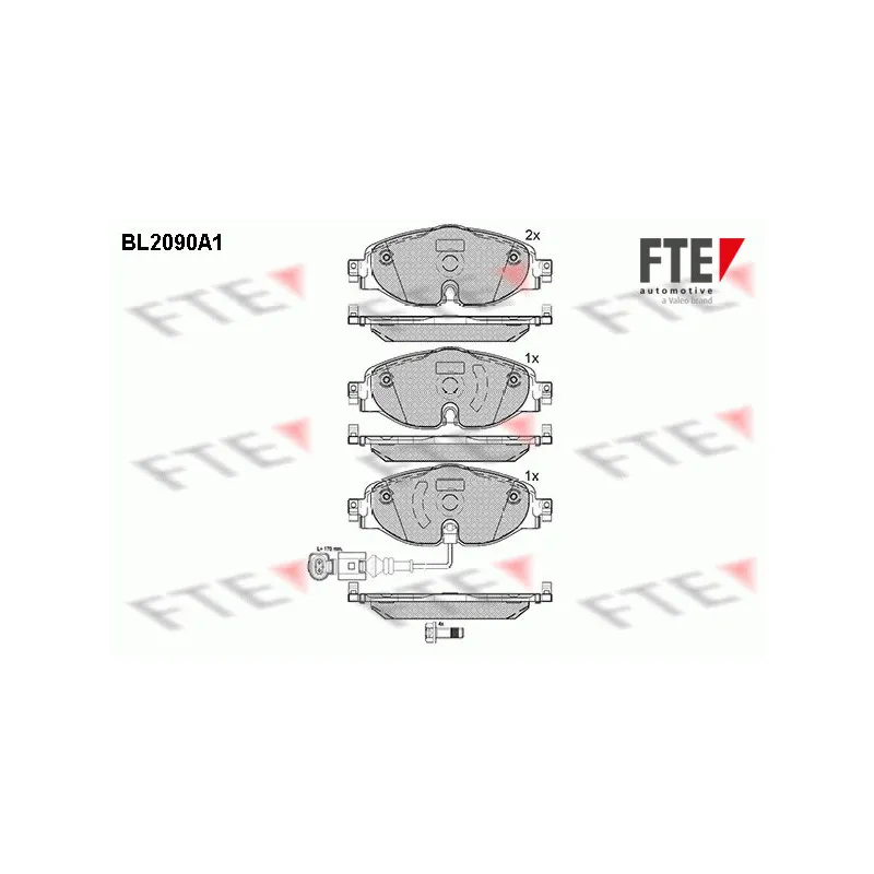 Jeu de 4 plaquettes de frein avant FTE BL2090A1