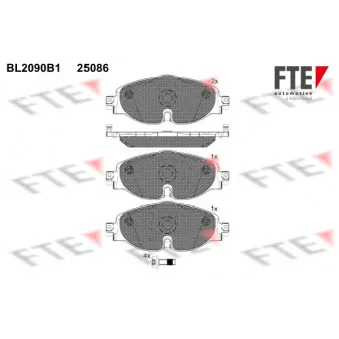 Jeu de 4 plaquettes de frein avant FTE BL2090B1