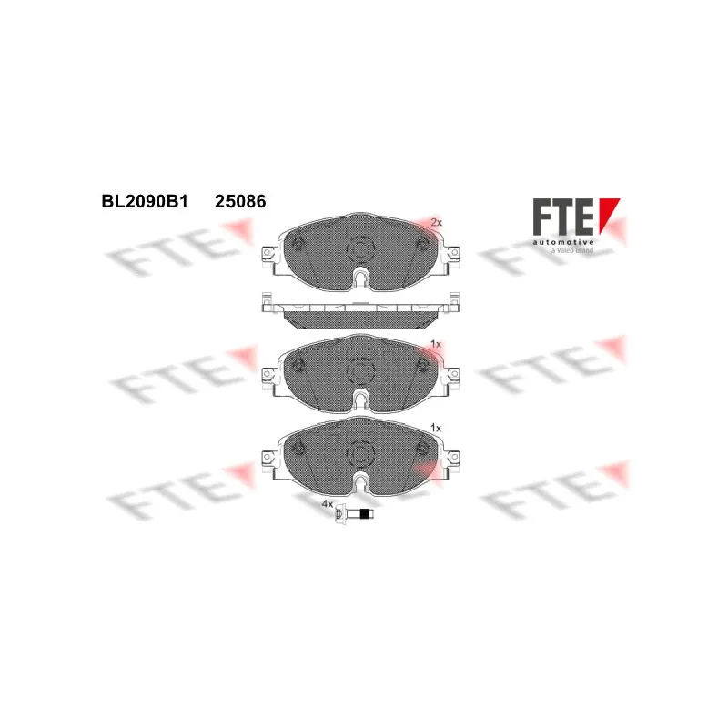 Jeu de 4 plaquettes de frein avant FTE BL2090B1