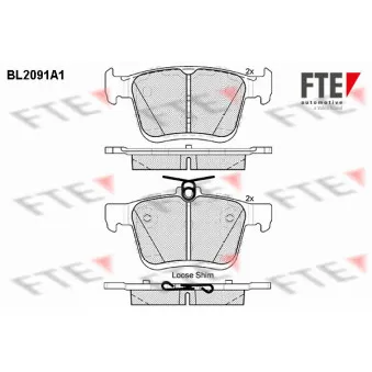 Jeu de 4 plaquettes de frein arrière FTE BL2091A1