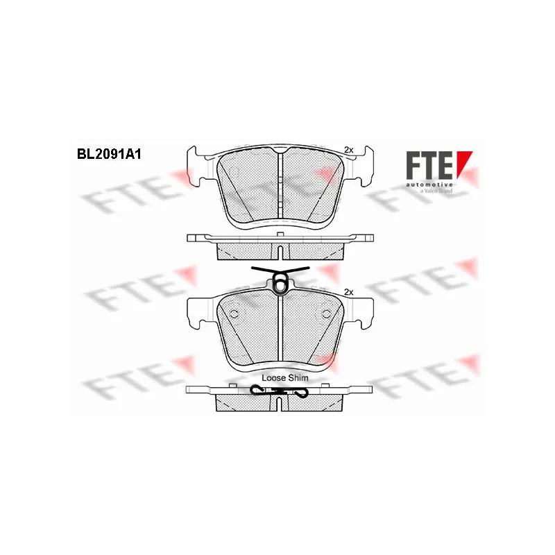 Jeu de 4 plaquettes de frein arrière FTE BL2091A1