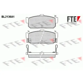 Jeu de 4 plaquettes de frein arrière FTE BL2136A1