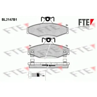 Jeu de 4 plaquettes de frein arrière FTE BL2147B1