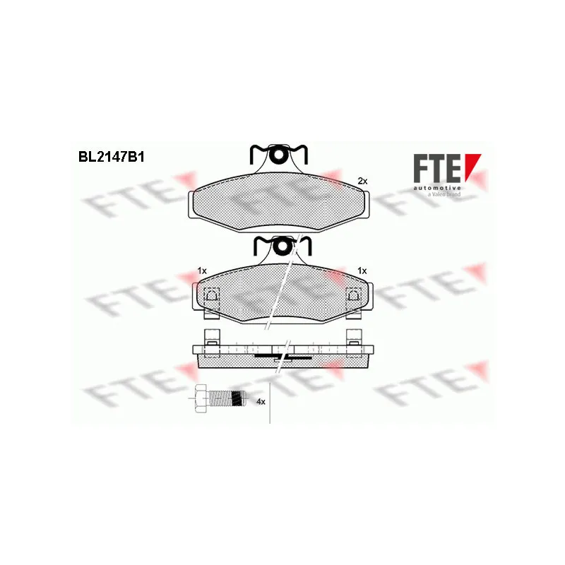 Jeu de 4 plaquettes de frein arrière FTE BL2147B1
