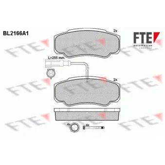 Jeu de 4 plaquettes de frein arrière FTE BL2166A1