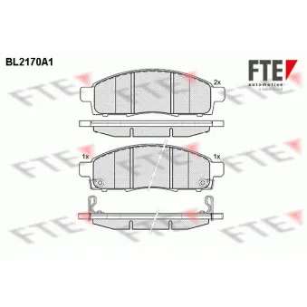 Jeu de 4 plaquettes de frein avant FTE BL2170A1