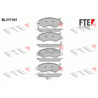 Jeu de 4 plaquettes de frein avant FTE BL2171A1