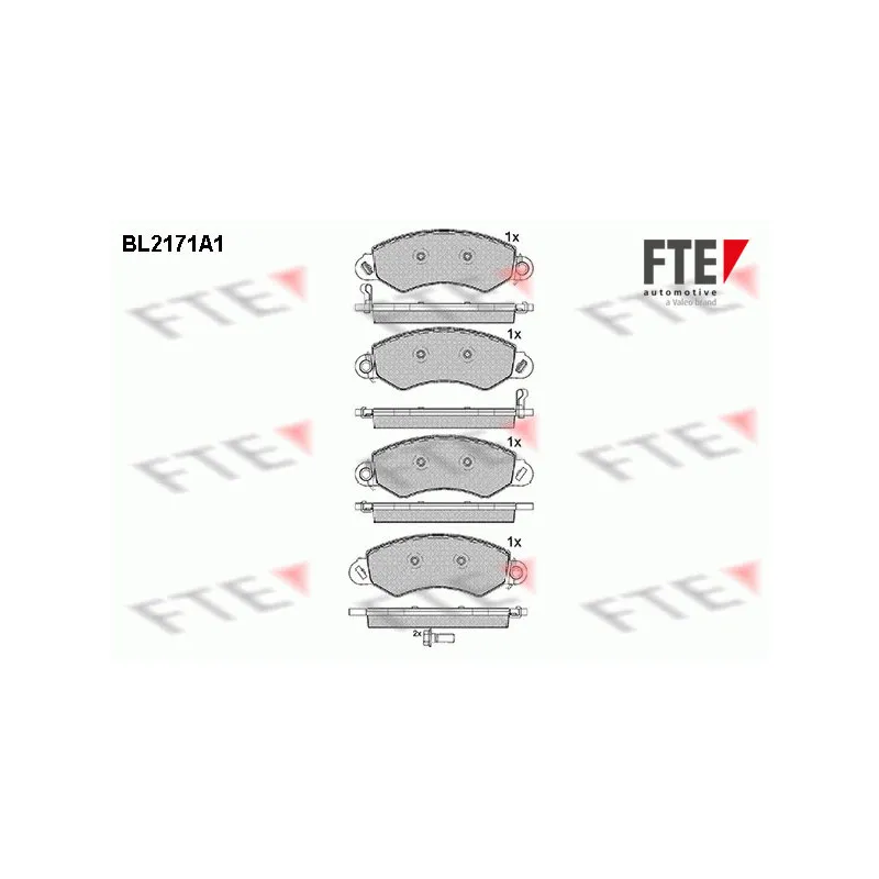 Jeu de 4 plaquettes de frein avant FTE BL2171A1