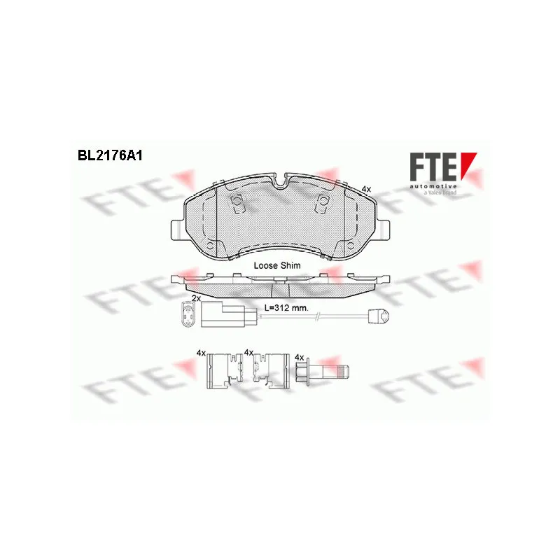 Jeu de 4 plaquettes de frein avant FTE BL2176A1