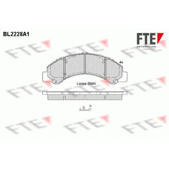 Jeu de 4 plaquettes de frein avant FTE BL2228A1