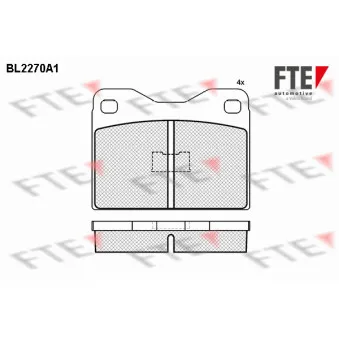 Jeu de 4 plaquettes de frein avant FTE BL2270A1
