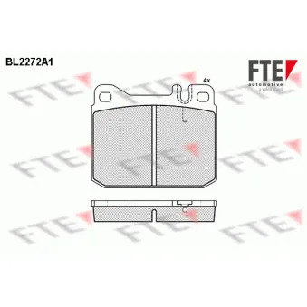 Jeu de 4 plaquettes de frein avant FTE BL2272A1