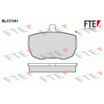 Jeu de 4 plaquettes de frein avant FTE BL2275A1