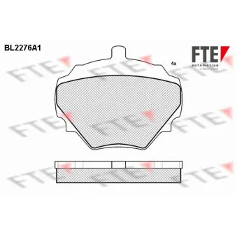 Jeu de 4 plaquettes de frein arrière FTE BL2276A1