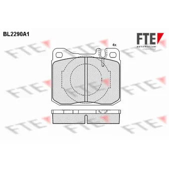 Jeu de 4 plaquettes de frein avant FTE BL2290A1