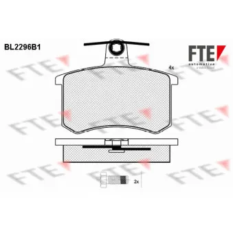 Jeu de 4 plaquettes de frein arrière FTE BL2296B1