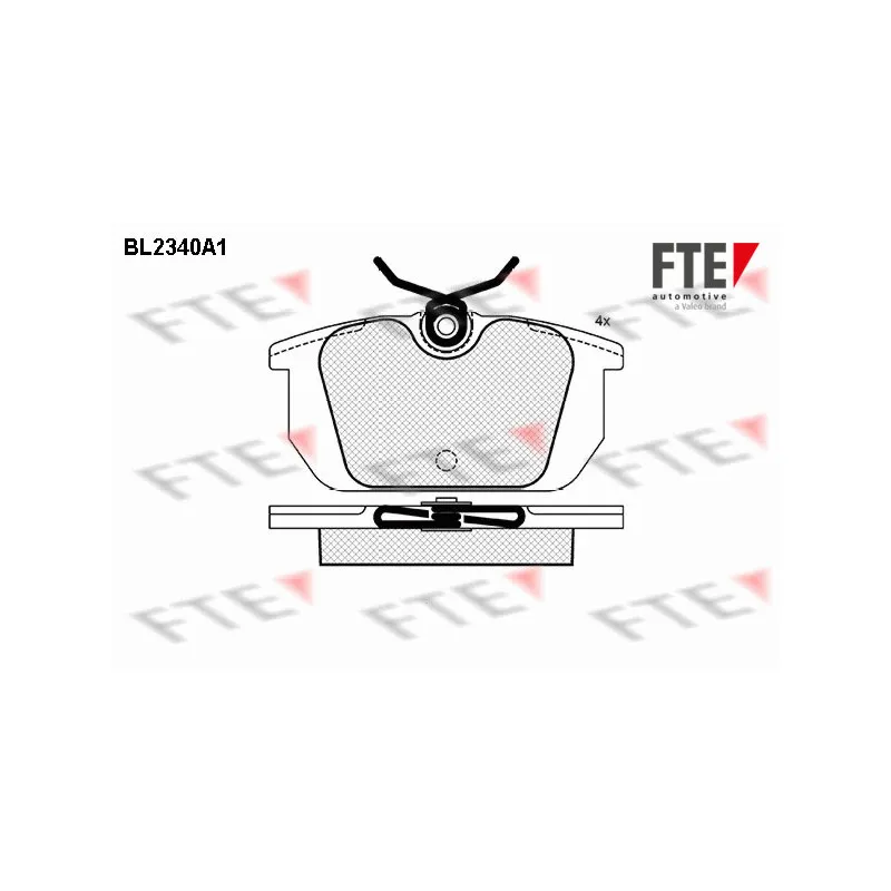 Jeu de 4 plaquettes de frein arrière FTE BL2340A1