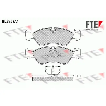 Jeu de 4 plaquettes de frein avant FTE BL2352A1