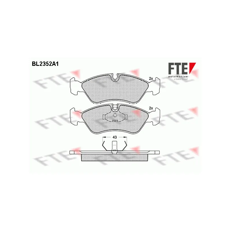 Jeu de 4 plaquettes de frein avant FTE BL2352A1