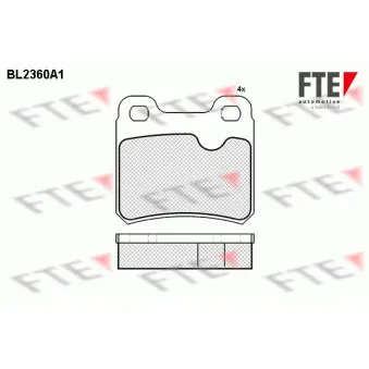 Jeu de 4 plaquettes de frein arrière FTE BL2360A1