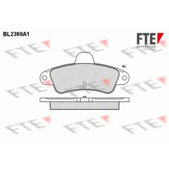 Jeu de 4 plaquettes de frein arrière FTE BL2369A1