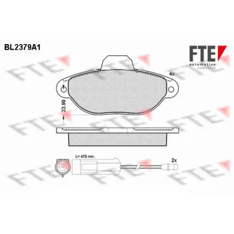 Jeu de 4 plaquettes de frein avant FTE BL2379A1