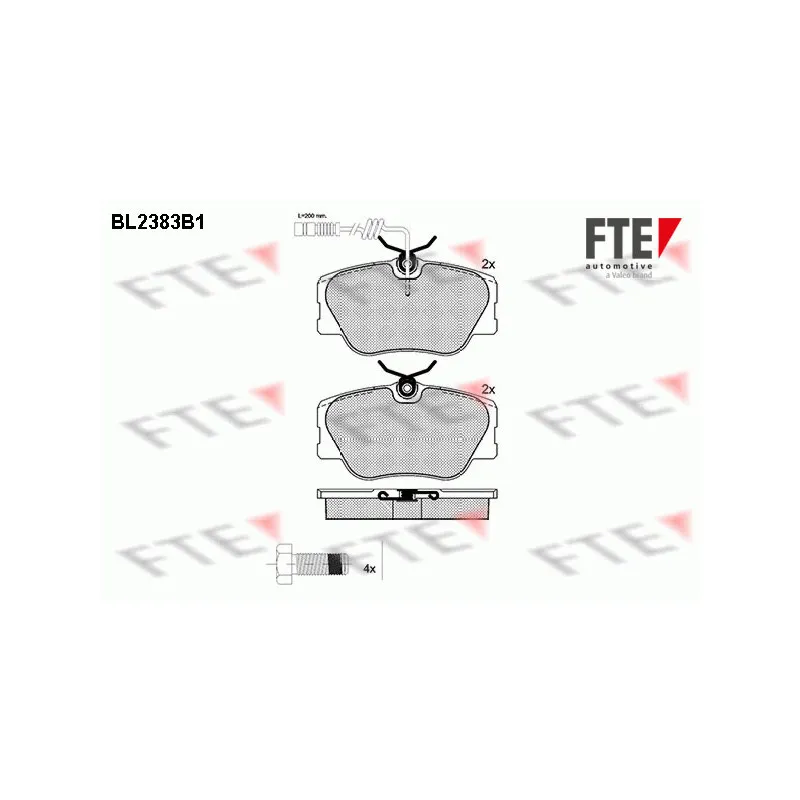 Jeu de 4 plaquettes de frein avant FTE BL2383B1