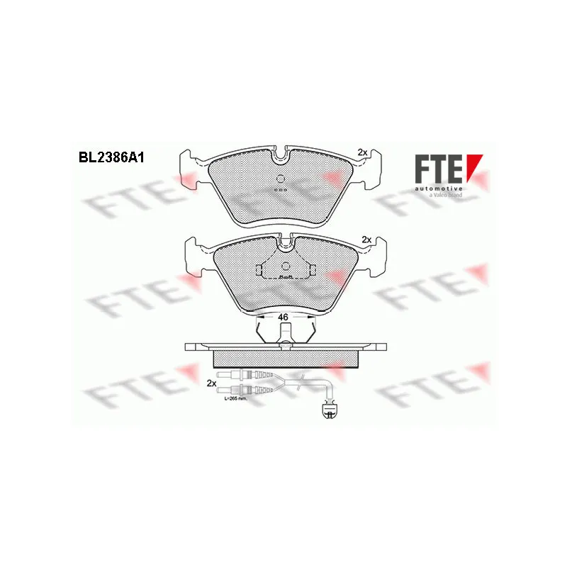 Jeu de 4 plaquettes de frein avant FTE BL2386A1