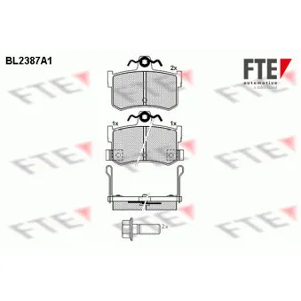 Jeu de 4 plaquettes de frein arrière FTE BL2387A1